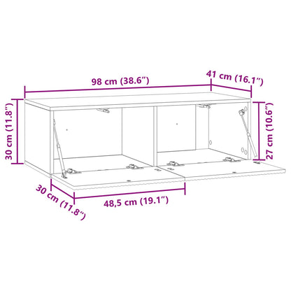 Wall-Mounted TV Cabinet Grey Sonoma 98 x 41 x 30 cm