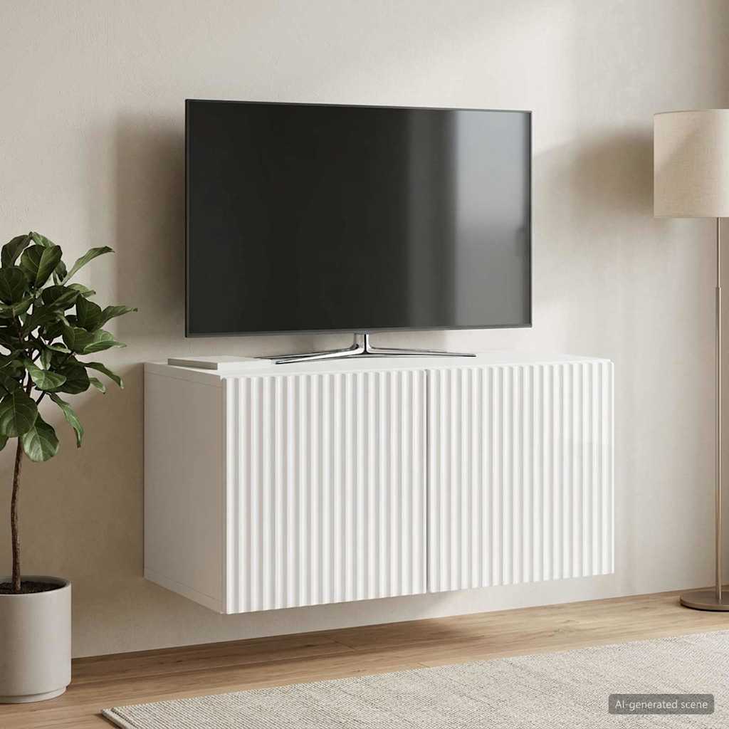 Wall-Mounted TV Cabinet High Gloss White 59.5 x 31 x 30 cm