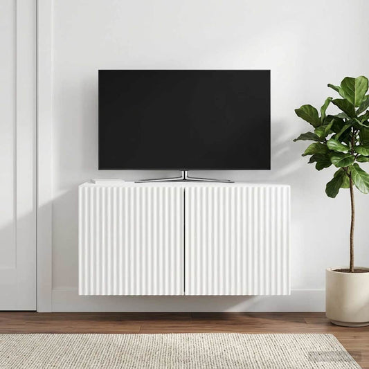 Wall-Mounted TV Cabinet High Gloss White 59.5 x 31 x 30 cm