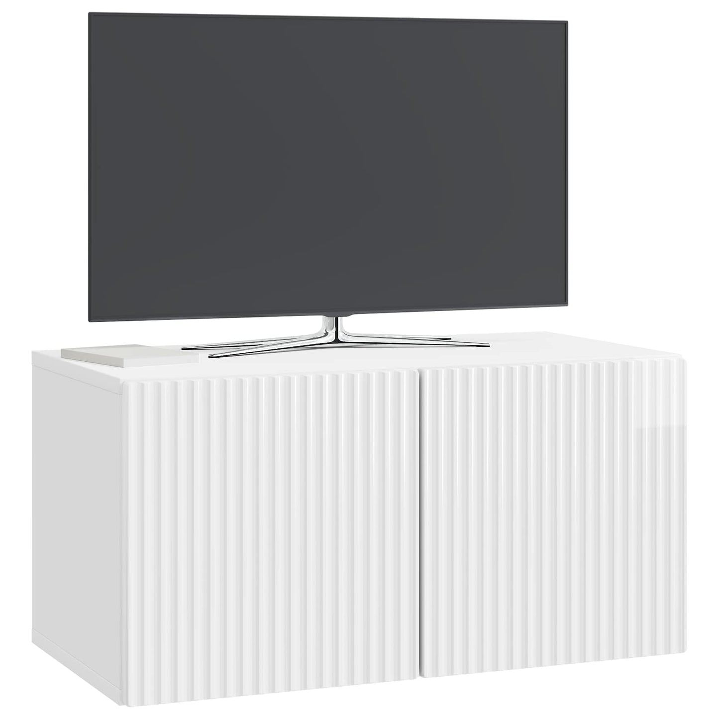 Wall-Mounted TV Cabinet High Gloss White 59.5 x 31 x 30 cm