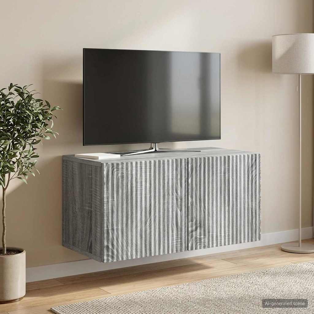 Wall-Mounted TV Cabinet Grey Sonoma 59.5 x 31 x 30 cm