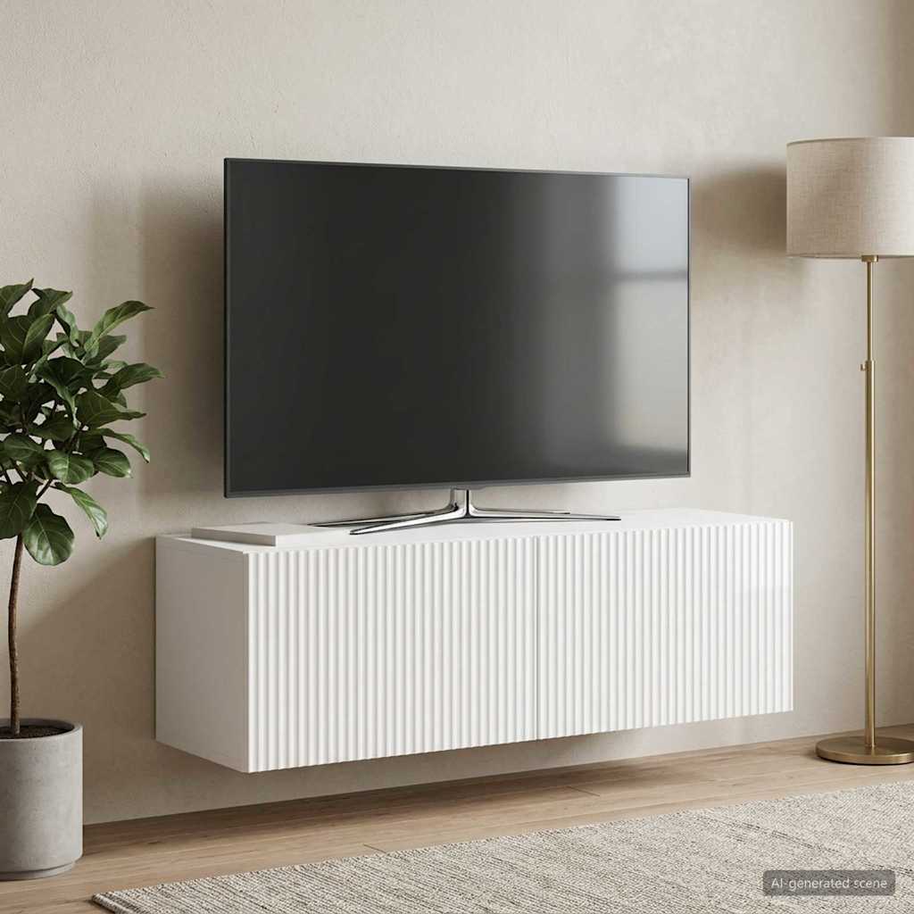 Wall-Mounted TV Cabinet High Gloss White 98 x 31 x 30 cm