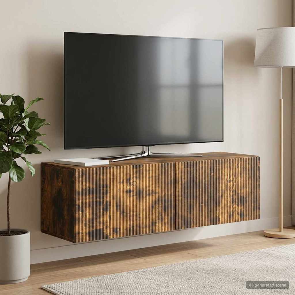Wall-Mounted TV Cabinet Wall-mounted Smoked Oak 98 x 31 x 30 cm