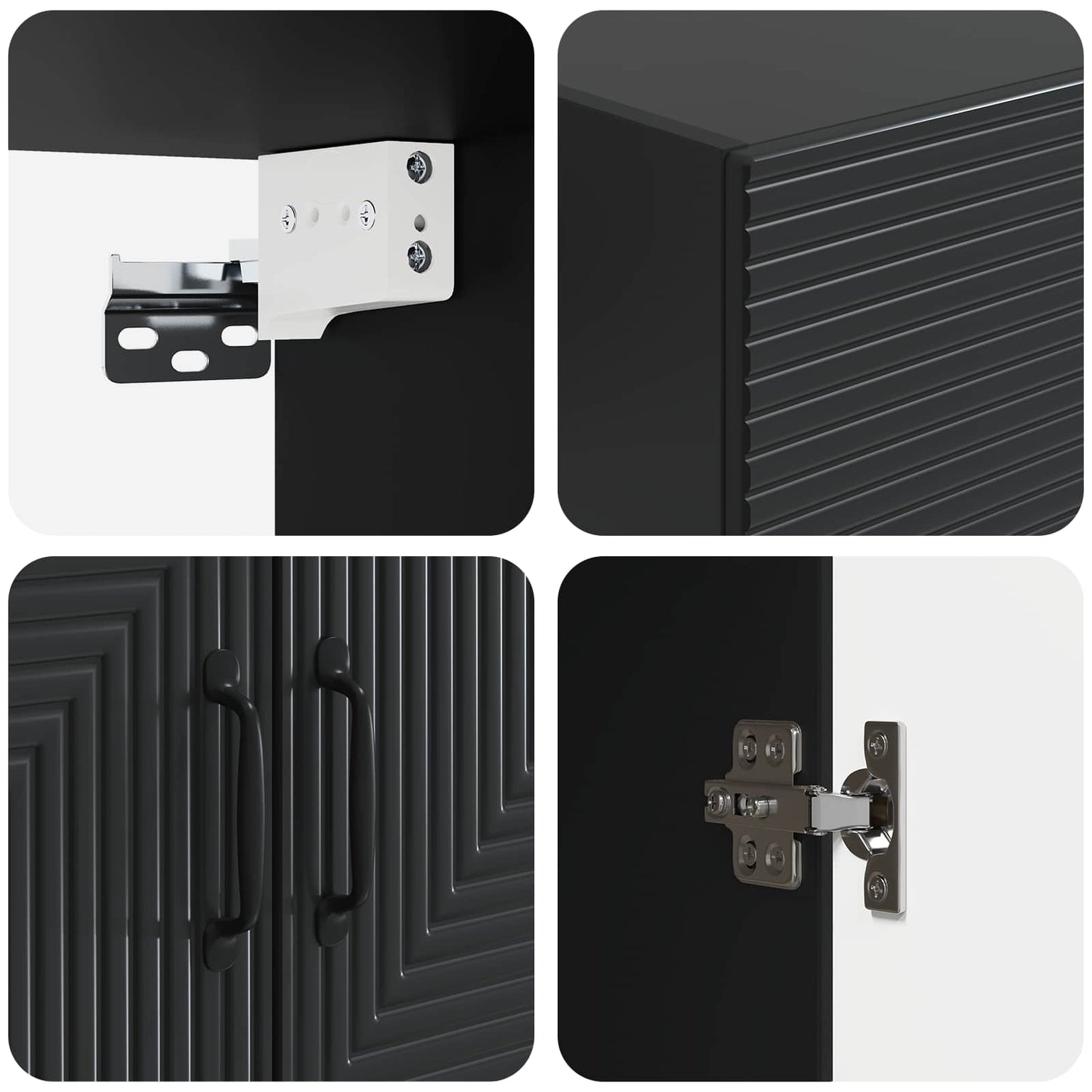 Wall-Mounted Cabinet Black 66 x 34.5 x 90 cm Engineered Wood