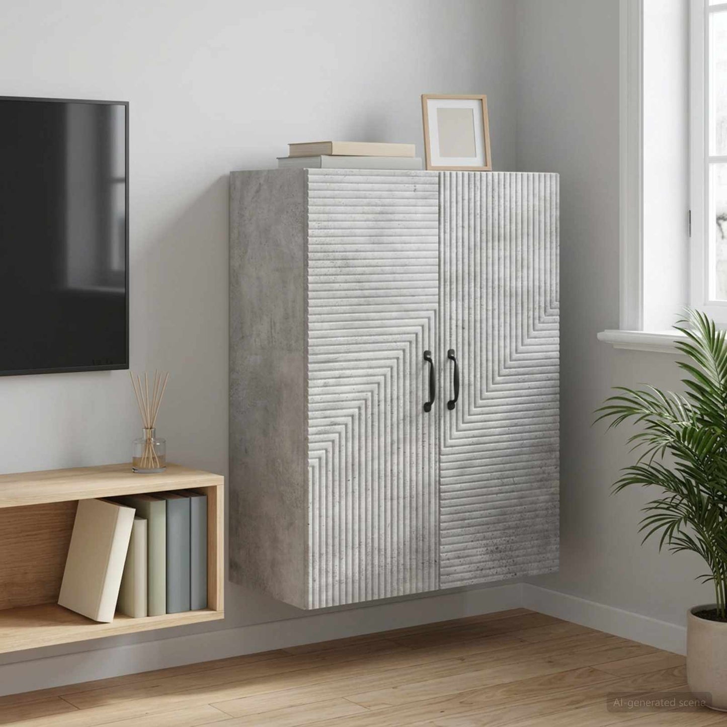 Wall-Mounted Cabinet Concrete Grey 66 x 34.5 x 90 cm
