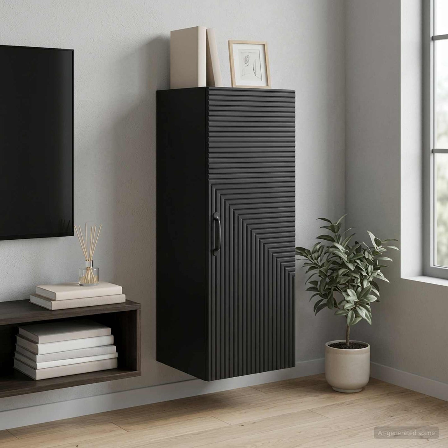 Wall-Mounted Cabinet Black 33 x 34.5 x 90 cm Engineered Wood