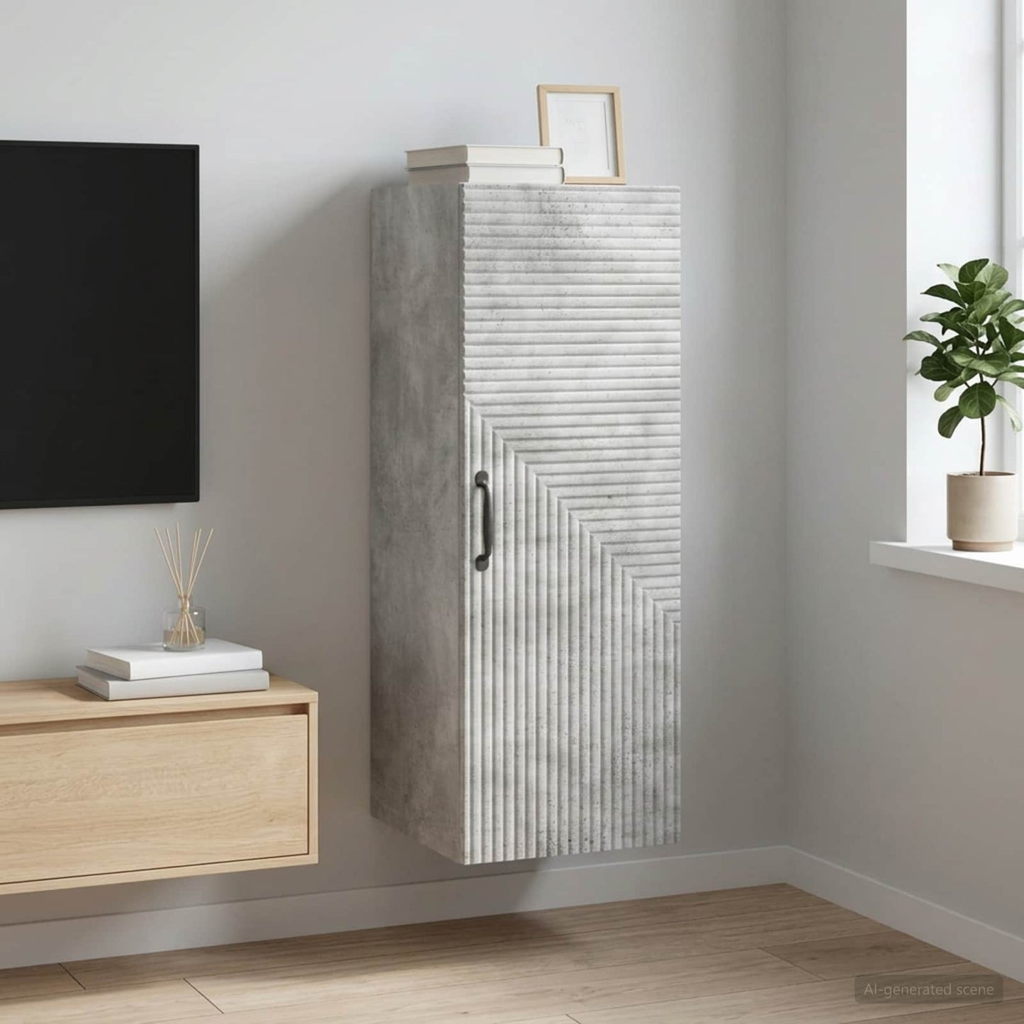 Wall-Mounted Cabinet Concrete Grey 33 x 34.5 x 90 cm