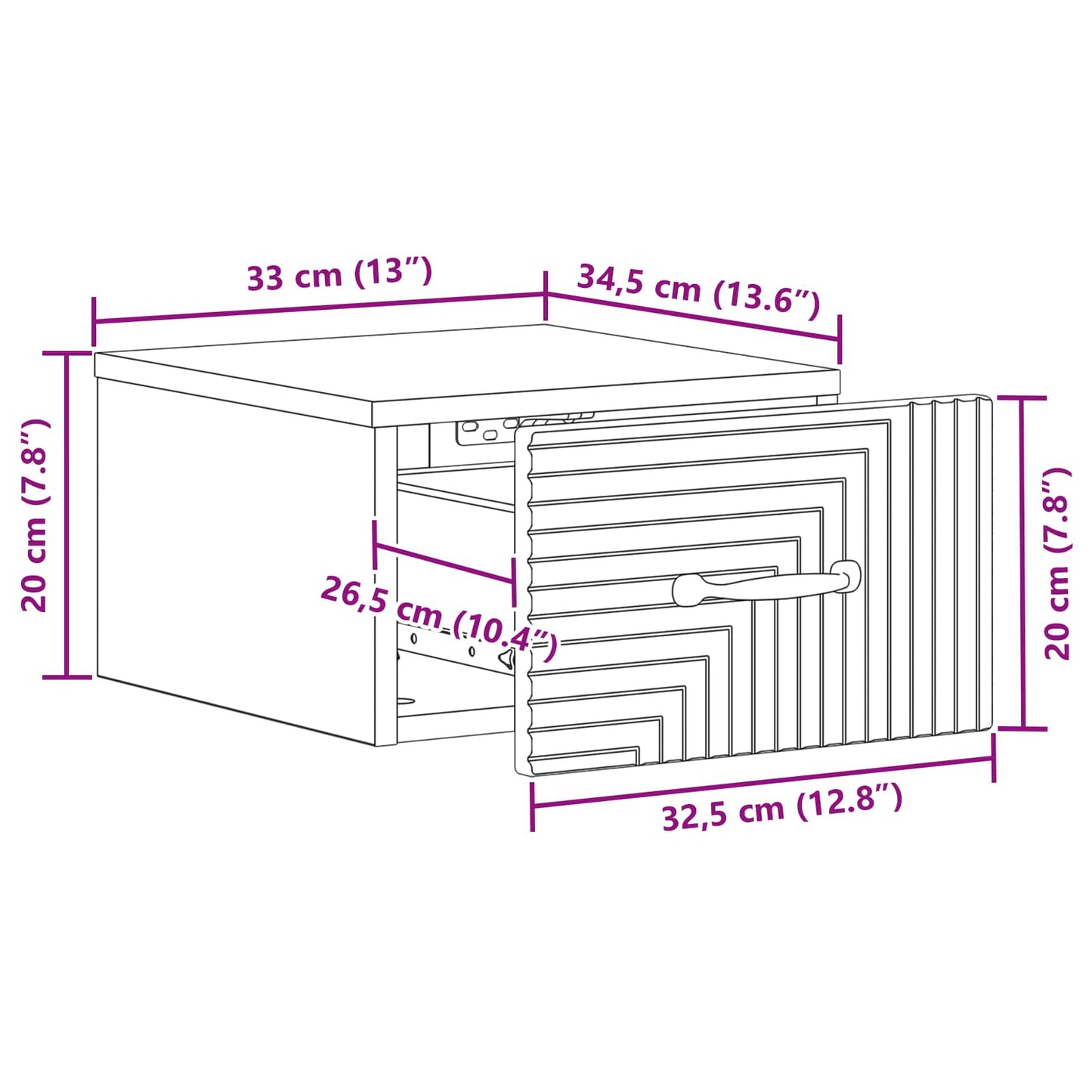 Wall-Mounted Bedside Cabinet White 34.5 x 33 x 20 cm