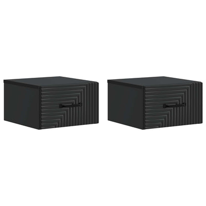 Wall-Mounted Bedside Cabinet 2 pcs Black 34.5 x 33 x 20 cm