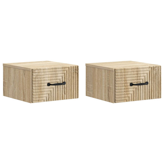Wall-Mounted Bedside Cabinet 2 pcs Sonoma Oak 34.5 x 33 x 20 cm