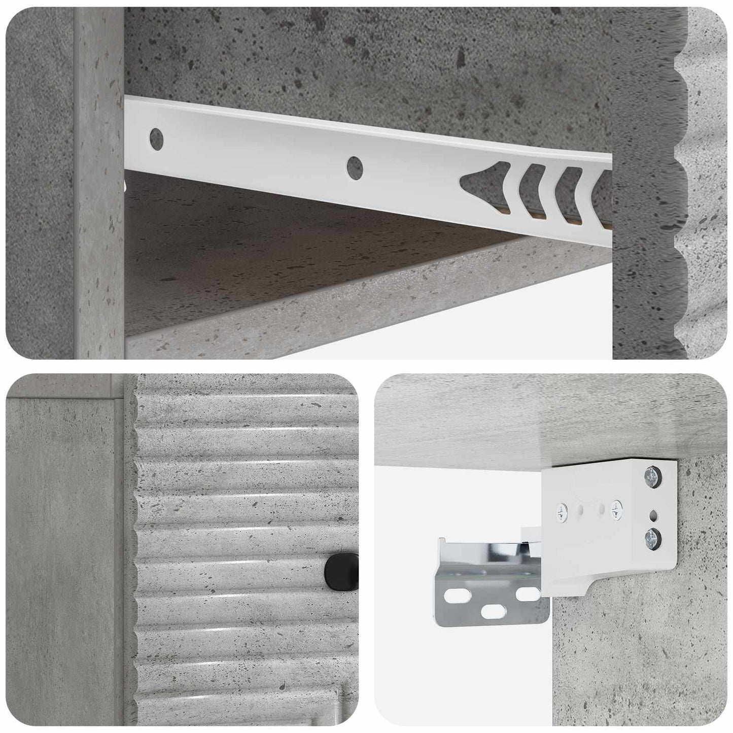 Wall-Mounted Bedside Cabinet 2 pcs Concrete Grey