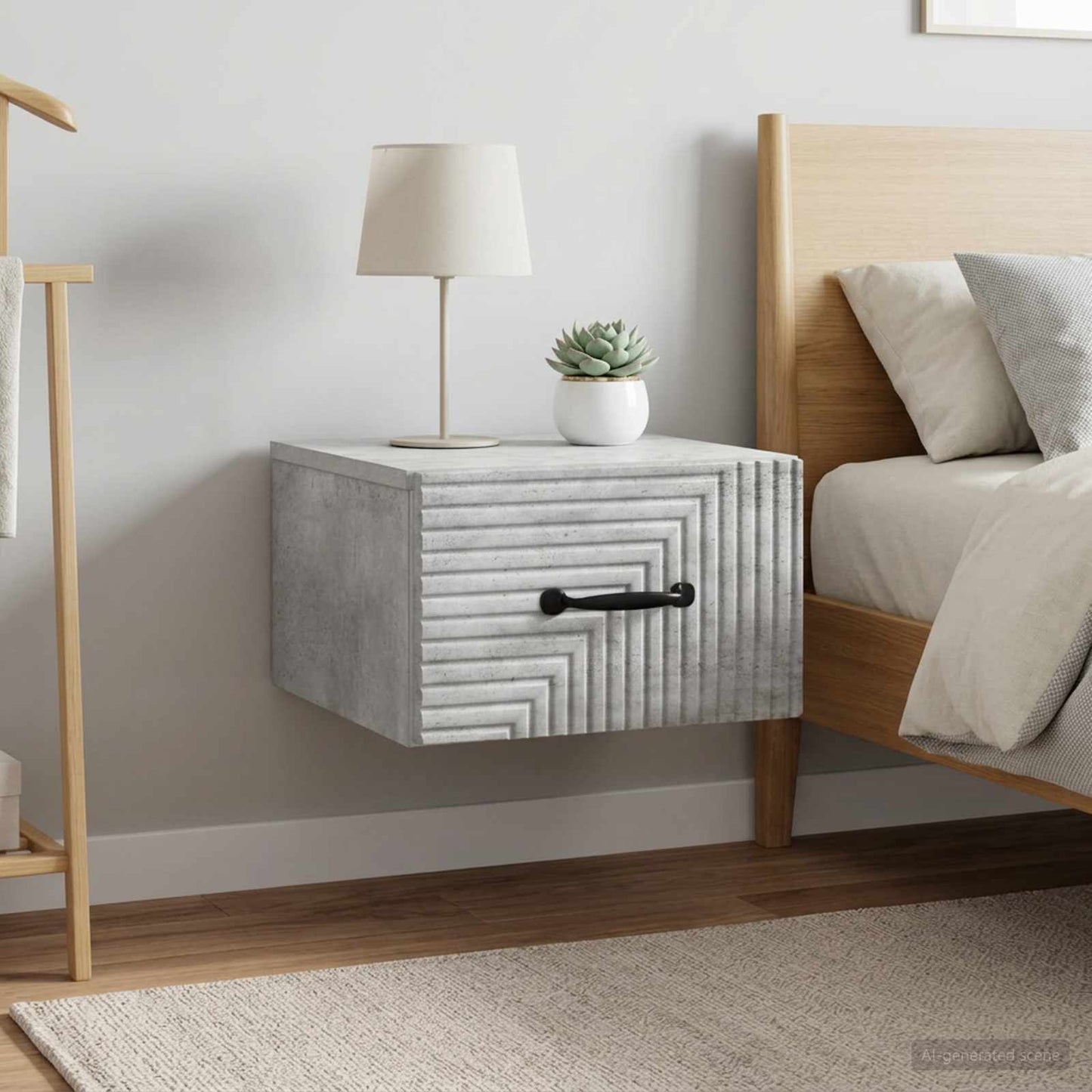 Wall-Mounted Bedside Cabinet 2 pcs Concrete Grey
