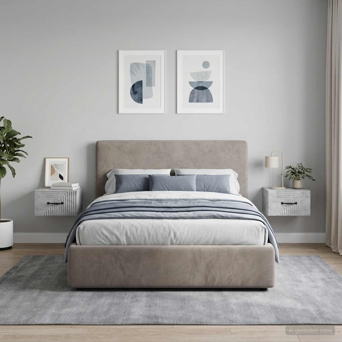 Wall-Mounted Bedside Cabinet 2 pcs Concrete Grey