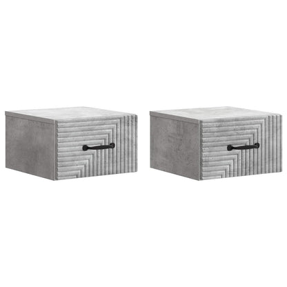 Wall-Mounted Bedside Cabinet with Drawer 2 pcs Concrete Grey