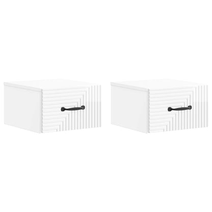 Wall-Mounted Bedside Cabinet with Drawer 2 pcs High Gloss White