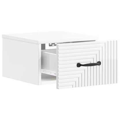 Wall-Mounted Bedside Cabinet with Drawer 2 pcs High Gloss White