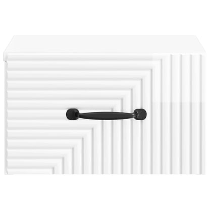 Wall-Mounted Bedside Cabinet with Drawer 2 pcs High Gloss White