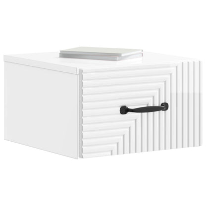 Wall-Mounted Bedside Cabinet with Drawer 2 pcs High Gloss White