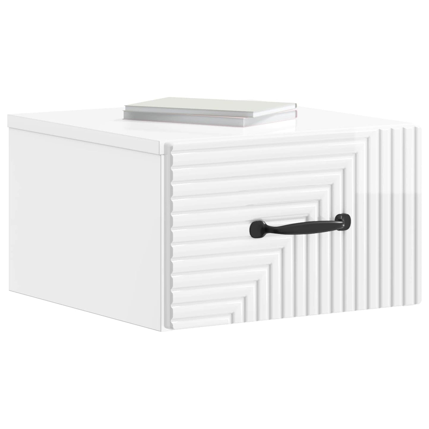 Wall-Mounted Bedside Cabinet with Drawer 2 pcs High Gloss White
