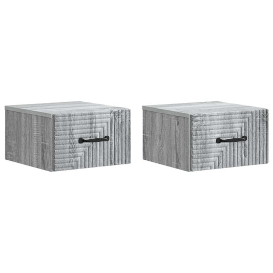 Wall-Mounted Bedside Cabinet 2 pcs Grey Sonoma Engineered Wood