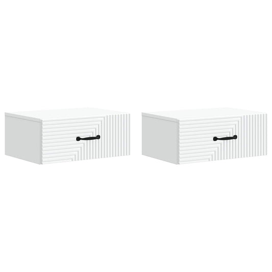 Wall-Mounted Bedside Cabinet 2 pcs White 49 x 34.5 x 20 cm