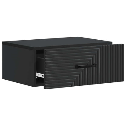 Wall-Mounted Bedside Cabinet Black 49 x 34.5 x 20 cm