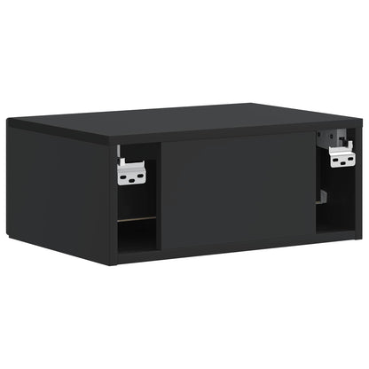 Wall-Mounted Bedside Cabinet Black 49 x 34.5 x 20 cm