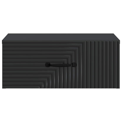 Wall-Mounted Bedside Cabinet Black 49 x 34.5 x 20 cm
