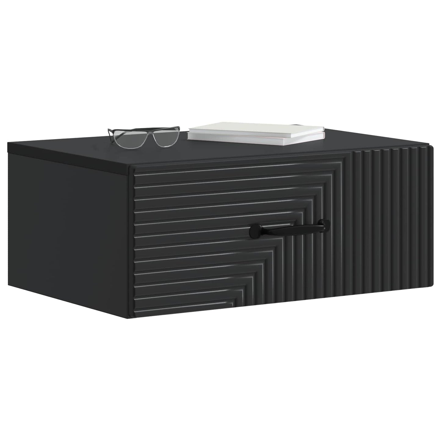 Wall-Mounted Bedside Cabinet Black 49 x 34.5 x 20 cm