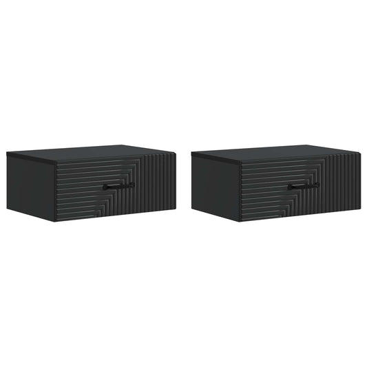 Wall-Mounted Bedside Cabinet 2 pcs Black 49 x 34.5 x 20 cm