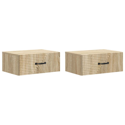 Wall-Mounted Bedside Cabinet 2 pcs Sonoma Oak 49 x 34.5 x 20 cm