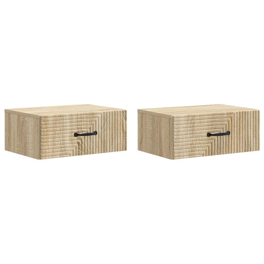 Wall-Mounted Bedside Cabinet 2 pcs Sonoma Oak 49 x 34.5 x 20 cm