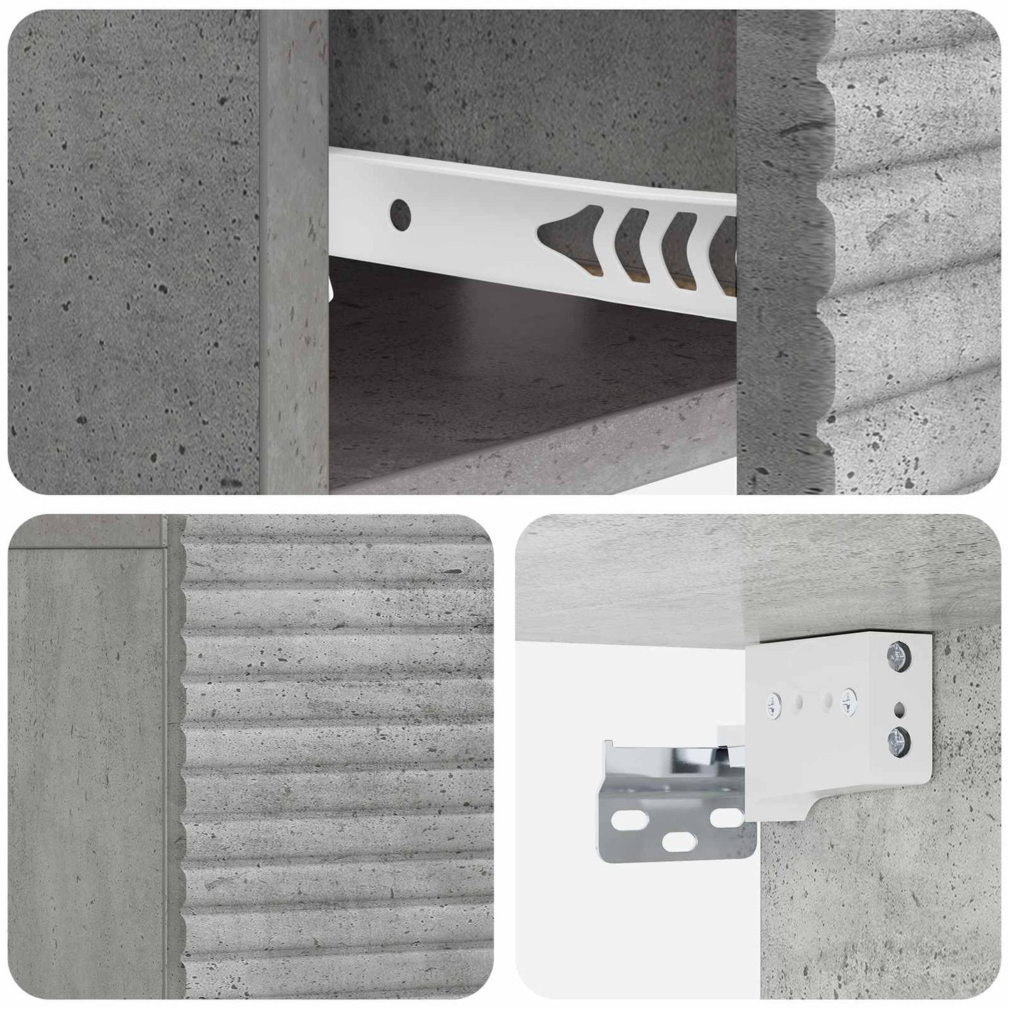 Wall-Mounted Bedside Cabinet with Drawer 2 pcs Concrete Grey