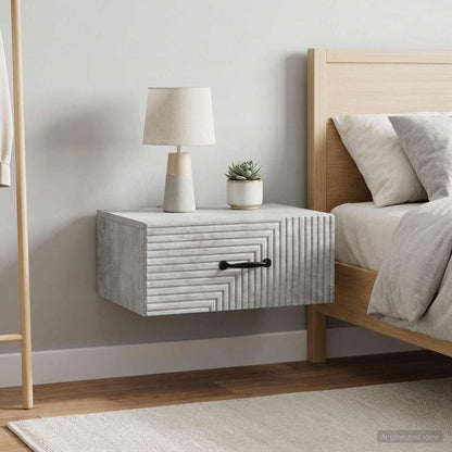 Wall-Mounted Bedside Cabinet with Drawer 2 pcs Concrete Grey