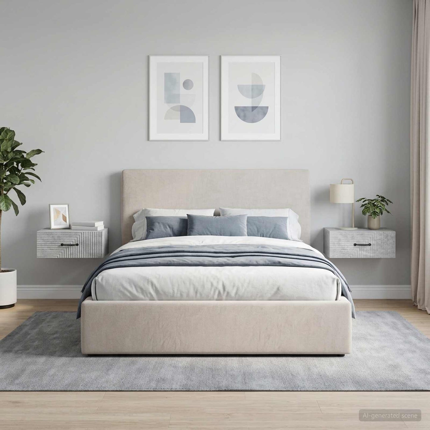 Wall-Mounted Bedside Cabinet with Drawer 2 pcs Concrete Grey