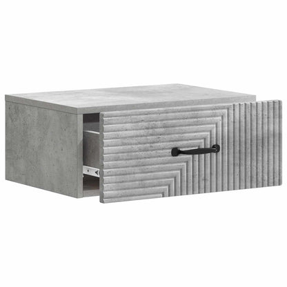 Wall-Mounted Bedside Cabinet with Drawer 2 pcs Concrete Grey