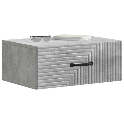 Wall-Mounted Bedside Cabinet with Drawer 2 pcs Concrete Grey