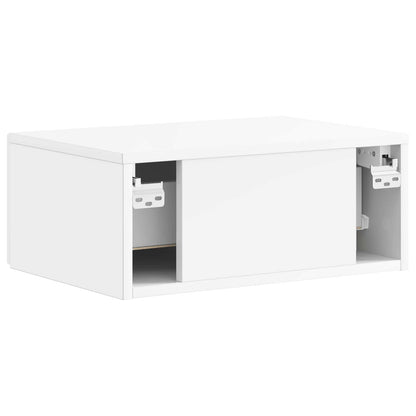 Wall-Mounted Bedside Cabinet High Gloss White 49 x 34.5 x 20 cm