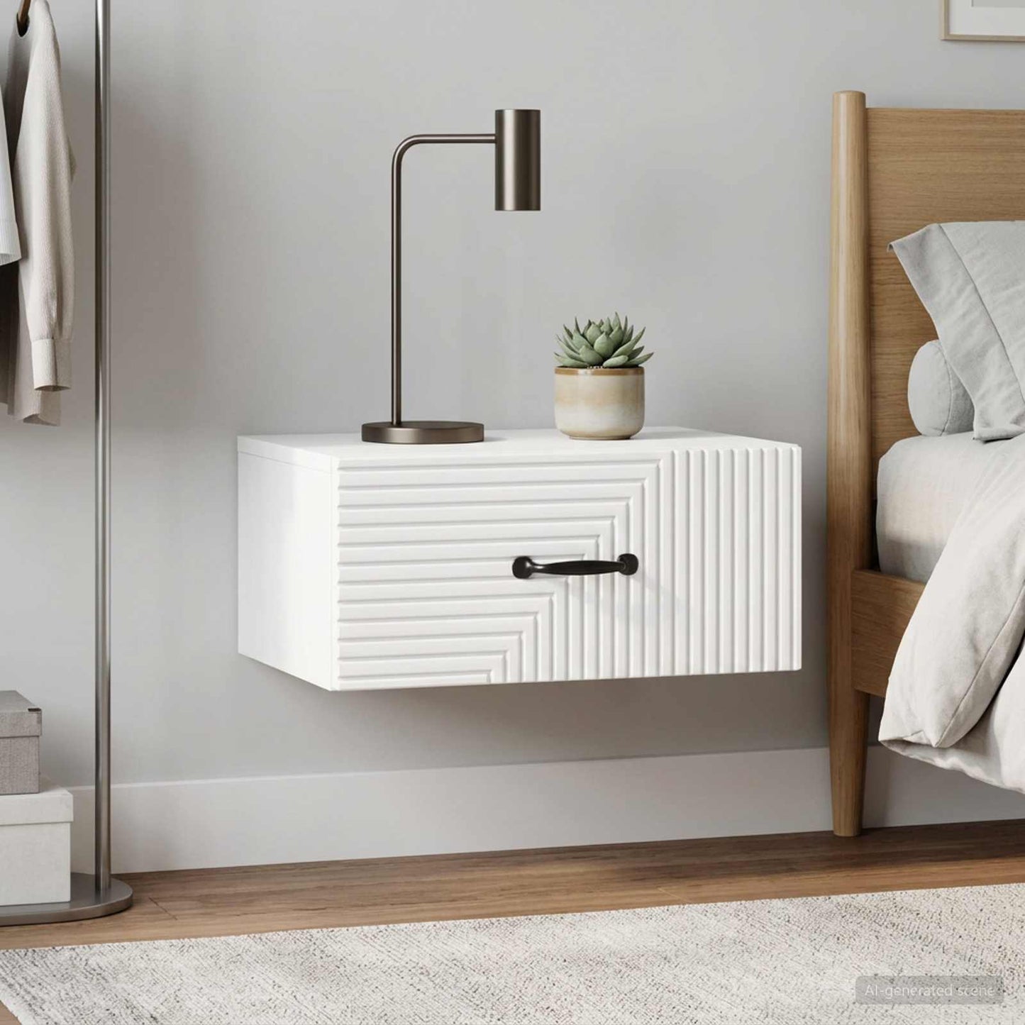 Wall-Mounted Bedside Cabinet with Drawer 2 pcs High Gloss White