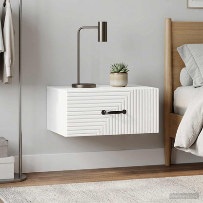 Wall-Mounted Bedside Cabinet with Drawer 2 pcs High Gloss White