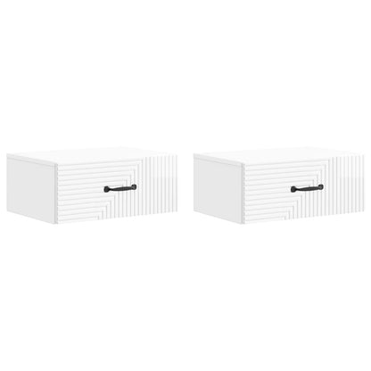 Wall-Mounted Bedside Cabinet with Drawer 2 pcs High Gloss White