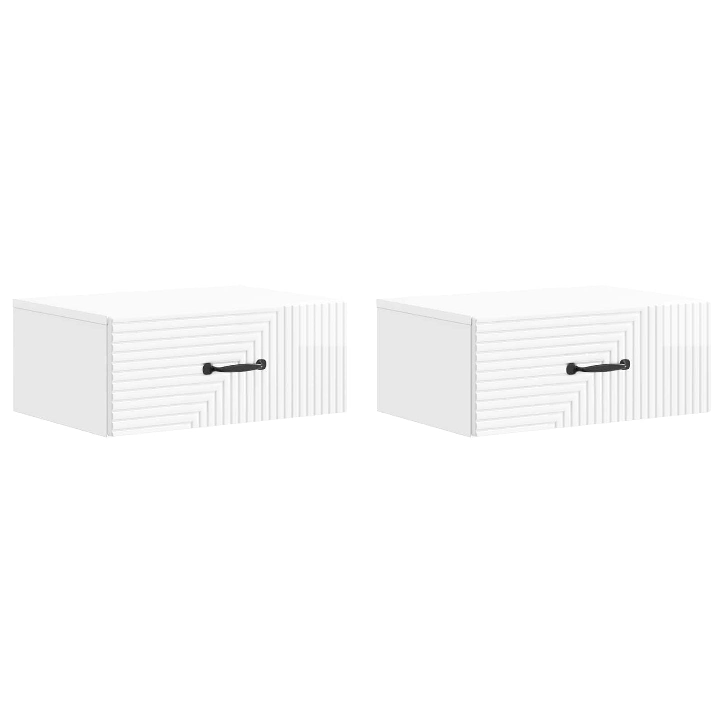 Wall-Mounted Bedside Cabinet with Drawer 2 pcs High Gloss White