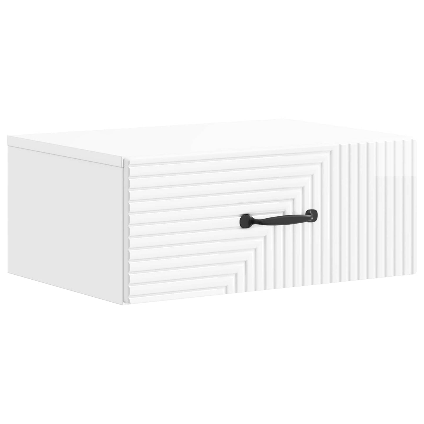 Wall-Mounted Bedside Cabinet with Drawer 2 pcs High Gloss White