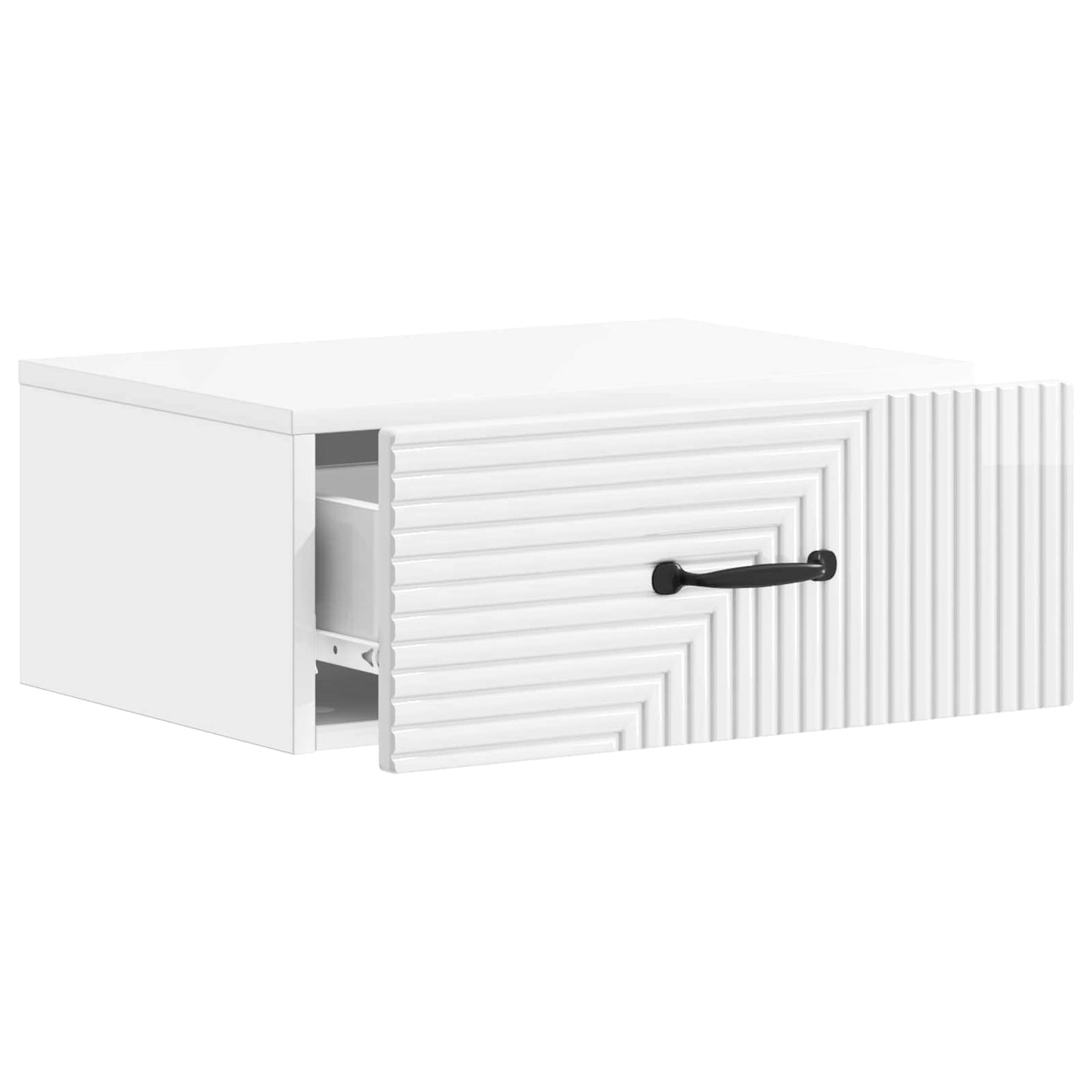 Wall-Mounted Bedside Cabinet with Drawer 2 pcs High Gloss White