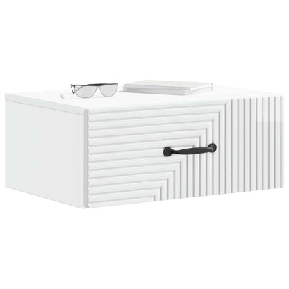 Wall-Mounted Bedside Cabinet with Drawer 2 pcs High Gloss White