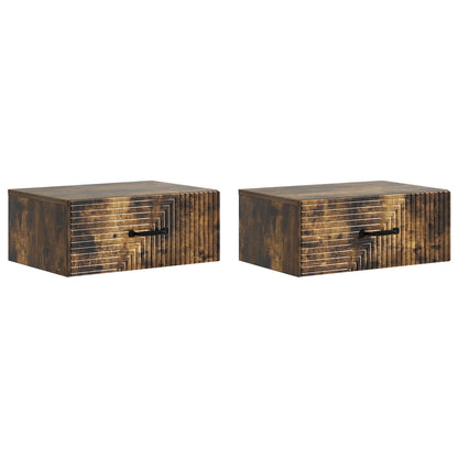 Wall-Mounted Bedside Cabinet 2 pcs Smoked Oak 49 x 34.5 x 20 cm