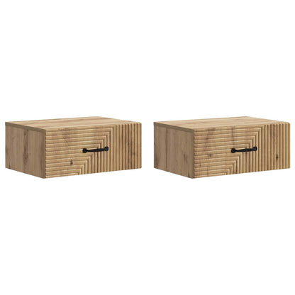 Wall-Mounted Bedside Cabinet 2 pcs Artisan Oak Engineered Wood