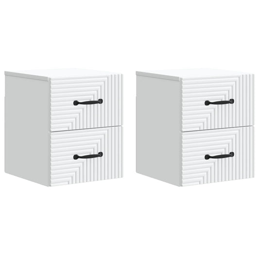 Wall-Mounted Bedside Cabinet 2 pcs White 34.5 x 33 x 40 cm