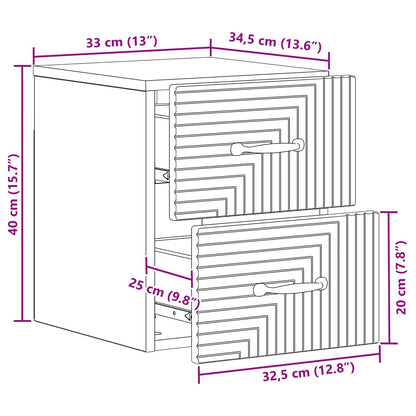 Wall-Mounted Bedside Cabinet 2 pcs White 34.5 x 33 x 40 cm