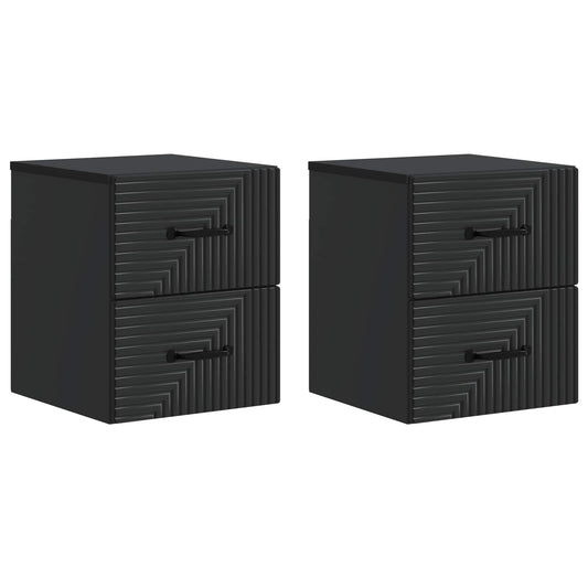 Wall-Mounted Bedside Cabinet 2 pcs Black 34.5 x 33 x 40 cm